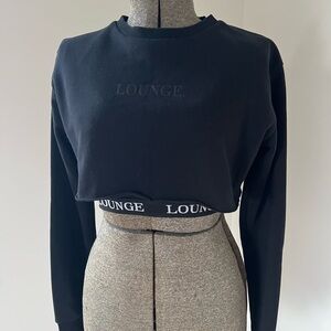 Lounge Black Cropped Sweatshirt & Bralette Set